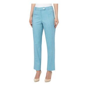ANNE KLEIN Womens Aqua Zippered Pocketed Slim Printed Wear To Work Pants 4